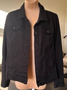 BELLE BY KIM GRAVEL Black Twill Jacket with Knit Back & Sleeves